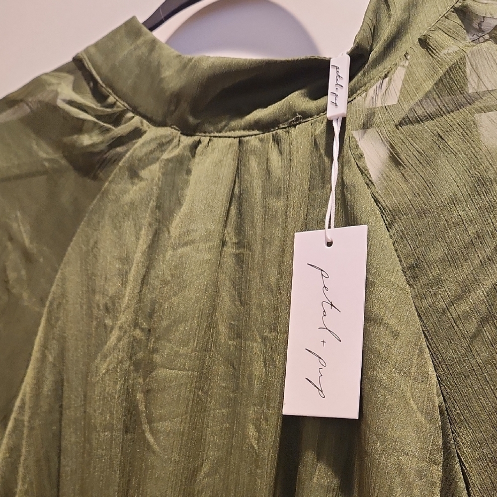 Petal & Pup Long Sleeve Olive Dress - Picture 3 of 4